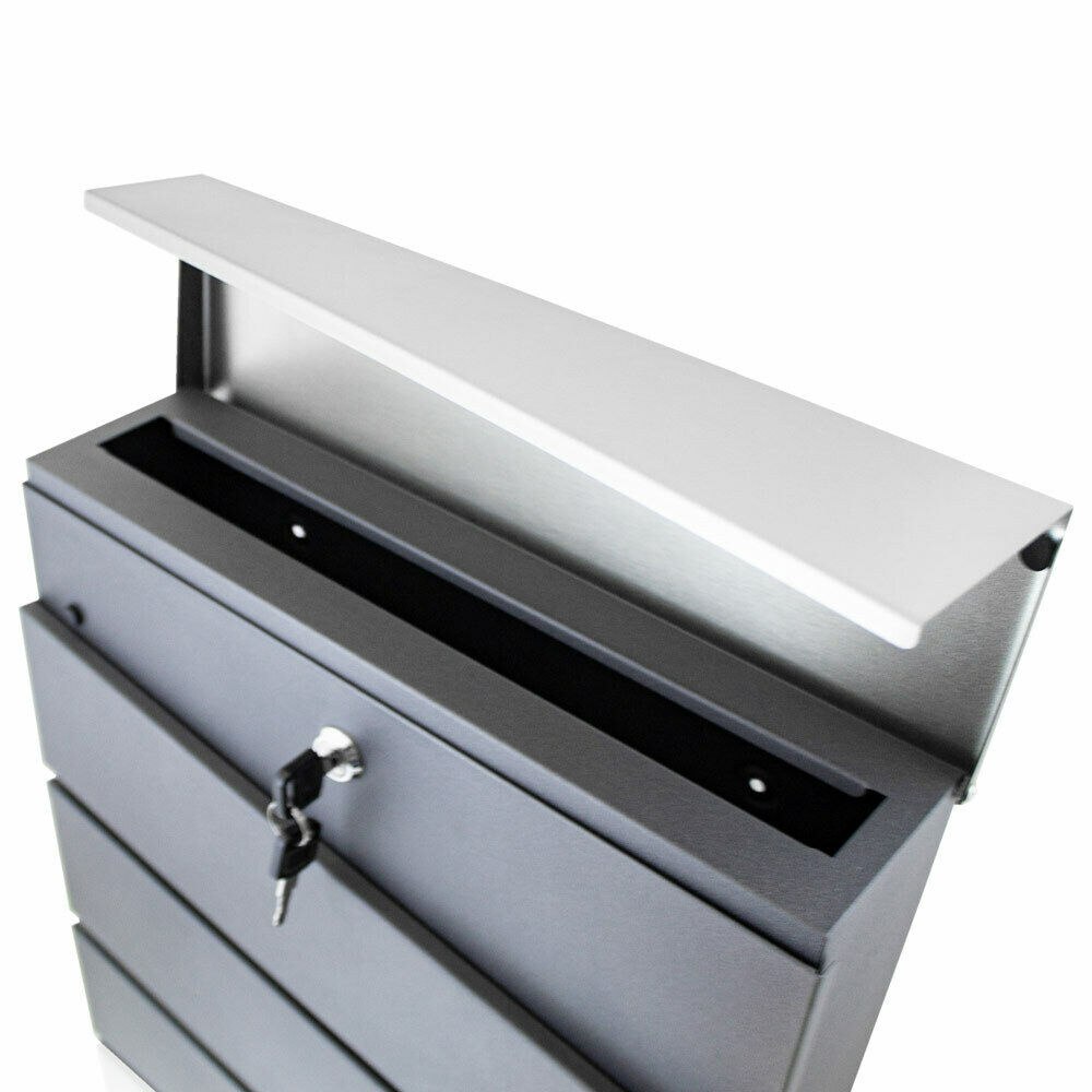 Univerzální velká poštovní schránka na dopisy se schránkou na noviny grafit a inox M18064